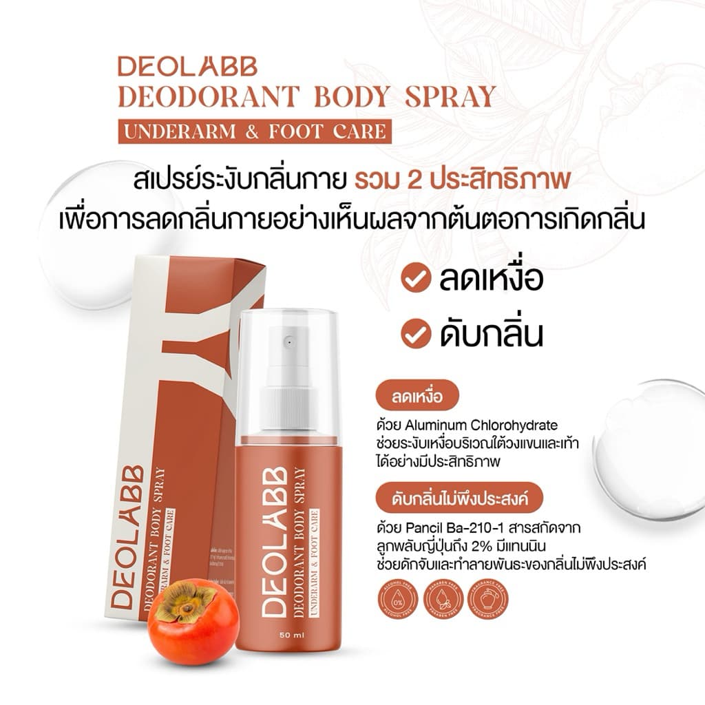 DEOLABB สเปรย์ระงับกลิ่นกาย สารสกัดจากลูกพลับญี่ปุ่น รูปที่ 4