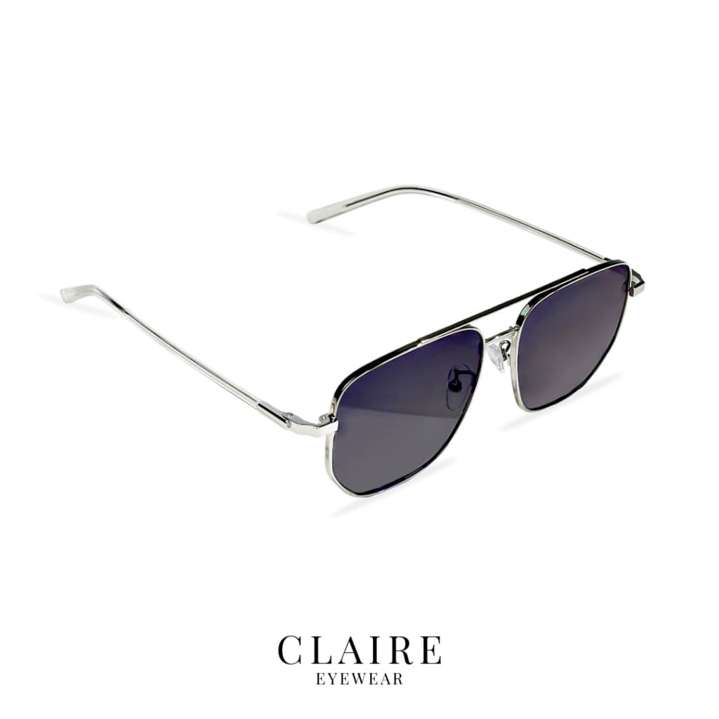 CLAIRE : แว่นกรองแสงสีฟ้าไม่มีค่าสายตา รุ่น Luna Silver กันแดดUV ออกแดดเลนส์เปลี่ยนสี "เทาดำ" | Glasses รูปที่ 7