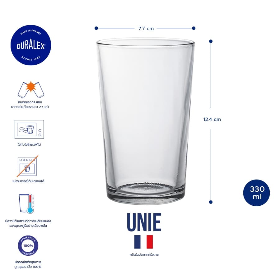 Duralex Unie แก้วน้ำ กาแฟ เบียร์ tempered glass รูปที่ 8