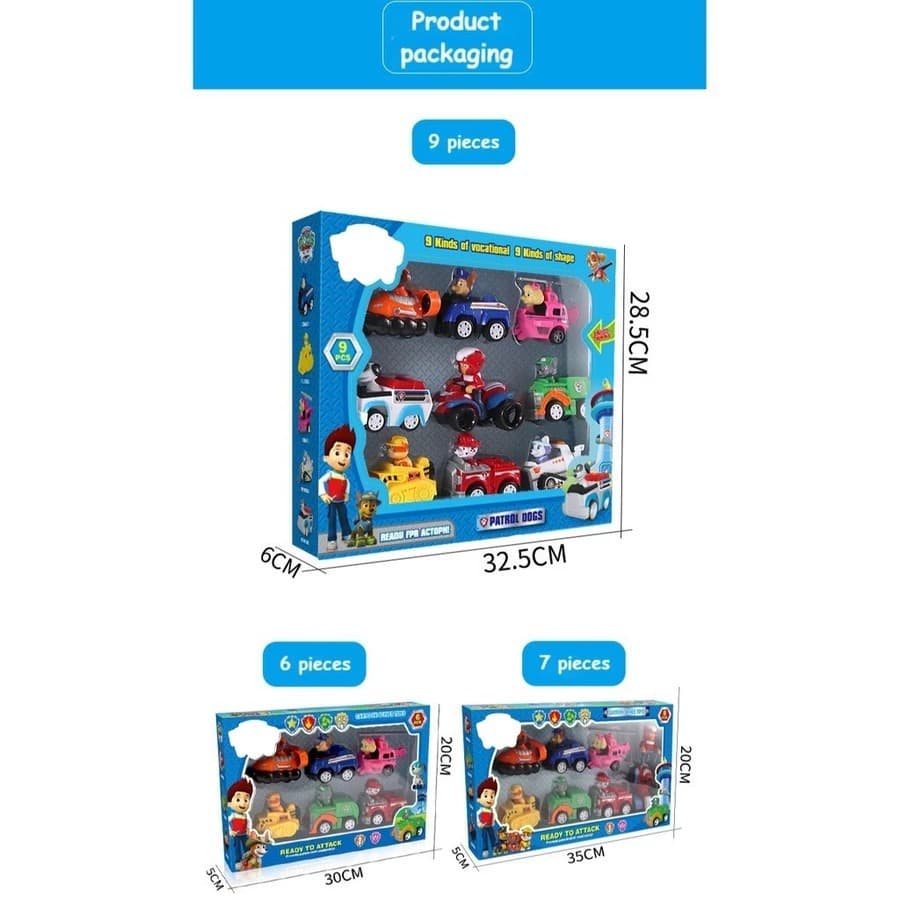 ของเล่นรถ PAW Patrol Winding Car Toys 6/9เปลี่ยนรูปได้+ลงจากรถได้! 1 กล่องมีรถ 6-9 คัน ของเล่นเด็กเสริม รูปที่ 9