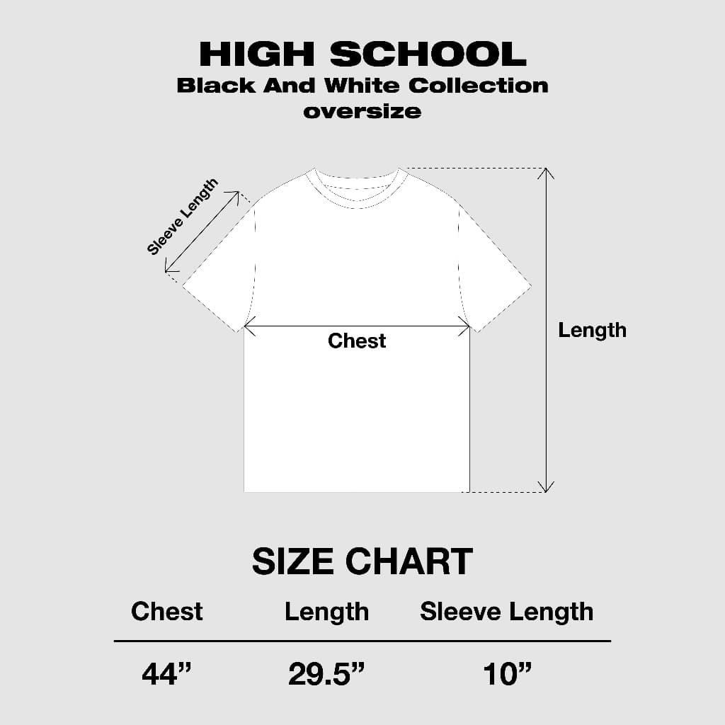 Highschool Black And White Collection Oversize T-shirt เสื้อยืดโอเวอร์ไซส์ขายดีราคานักศึกษา รูปที่ 4