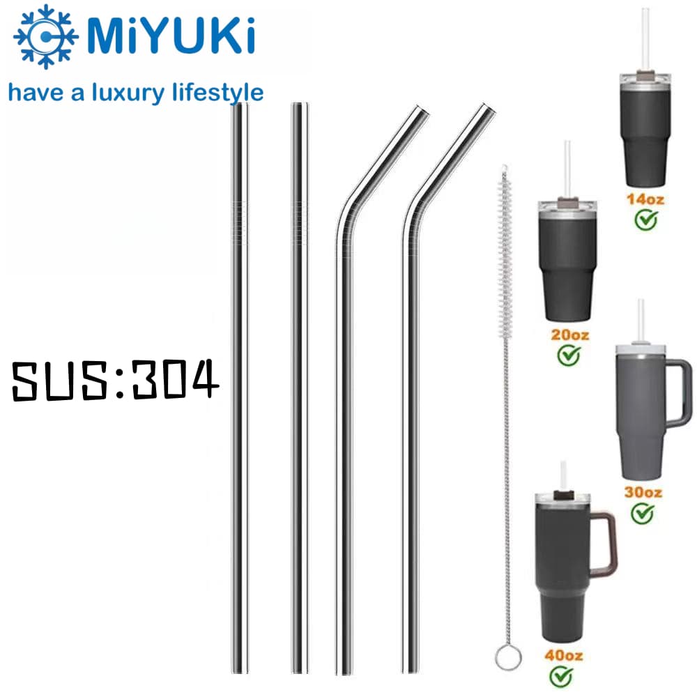 หลอดMiYUKi สเเตนเลส304 หลอดยาวพิเศษ30.5cm แปรงหยอดตาฟรี ใช้กับแก้วขนาด 20/30/40oz จัดส่งจากกรุงเทพฯ รูปที่ 2