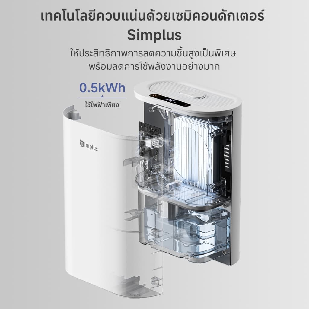 Simplus LiteDryC7 เครื่องดูดความชื้น ปริมาณการดูดความชื้น 400mL/วัน ถังน้ำขนาดใหญ่ เสียงเบาเพียง CUSH007fz รูปที่ 6