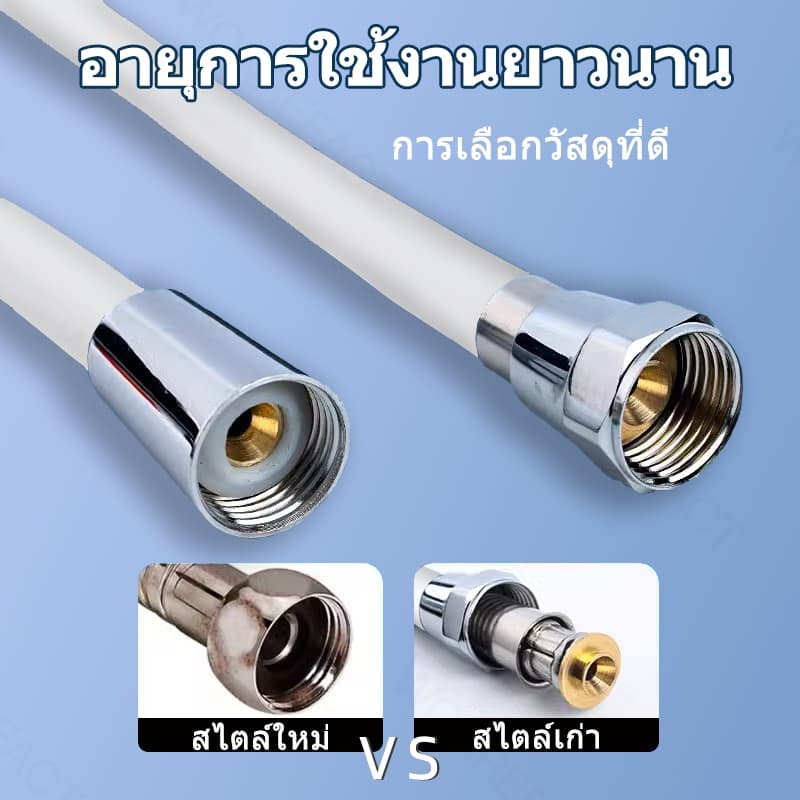 สายฝักบัวอาบนำ 2.5M สายฝักบัวซิลิโคน การหมุน 360° ป้องกันการพันกัน สายฝักบัวแรงดัน สายยางอ่างอาบน้ำ ป้องกันการระเบิด รูปที่ 6