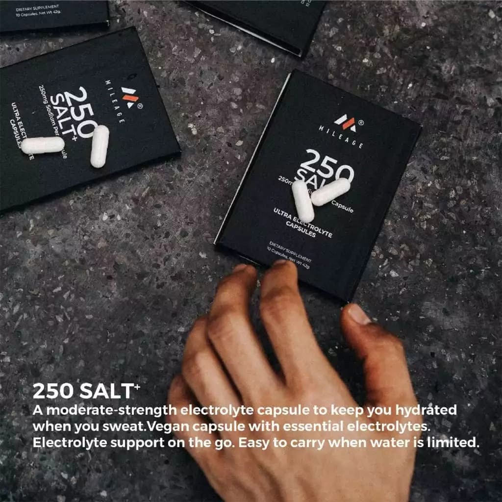 MILEAGE 250 SALT+ ELECTROLYTE CAPSULES เกลือแร่ชนิดเม็ด แบบแคปซูล สำหรับเล่นกีฬา ออกกำลัง เพื่อเติมเกลือแร่ รูปที่ 4