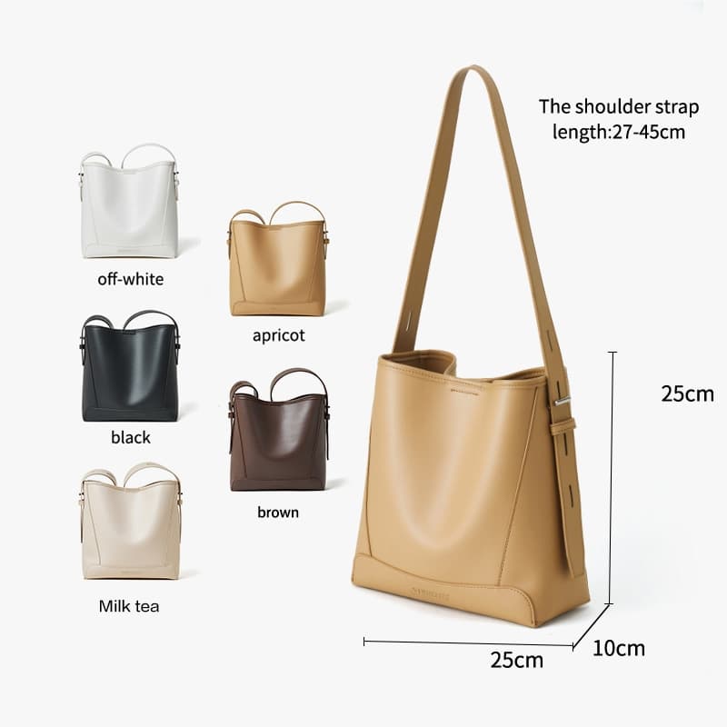 NAWOELITE กระเป๋าถังหนัง PUคลาสสิก กระเป๋า Crossbody Bag กระเป๋าแฟชั่นสุภาพสตรีกระเป๋าสะพายไหล่ Bucket Bag รูปที่ 4
