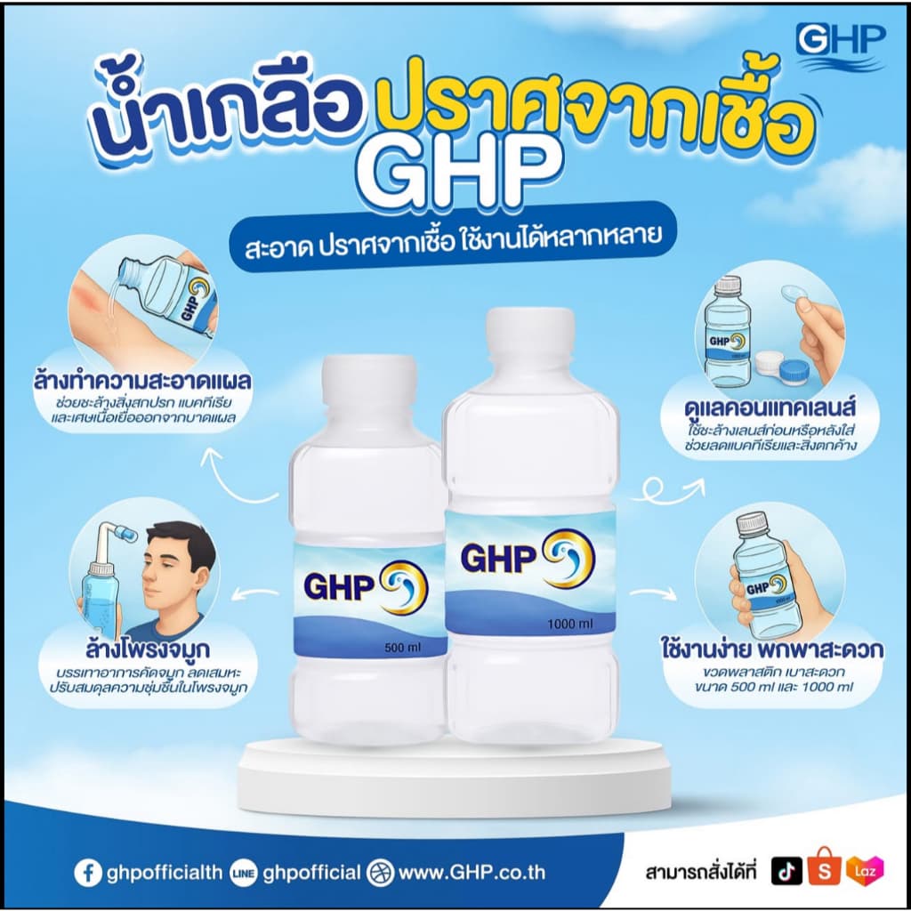 น้ำเกลือ จีเอชพี นอร์มอล ซาไลน์ GHP NORMAL SALINE ขวดดัมเบล รูปที่ 5