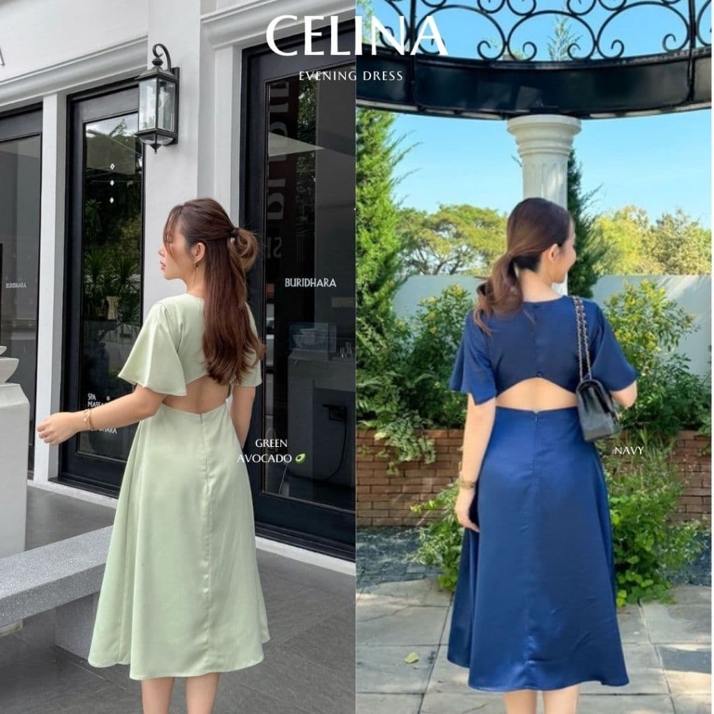 MyWay Brand : Dress Celina แนะนำใส่พอดีตัวน้า เดรสออกงานคอวี ผ้าซาติน ชุดเดรสเว้าหลัง รูปที่ 5