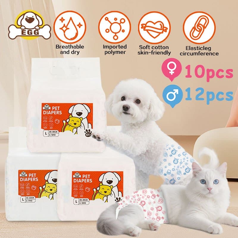 【พร้อมส่ง】EGG ผ้าอ้อมสุนัข ผ้าอ้อมแมว ดูดซับอย่างรวดเร็ว XXS-XL แพมเพิสสุนัข ผ้าอ้อมหมา ผ้าอ้อมสัตว์เลี้ยง Dog Diaper