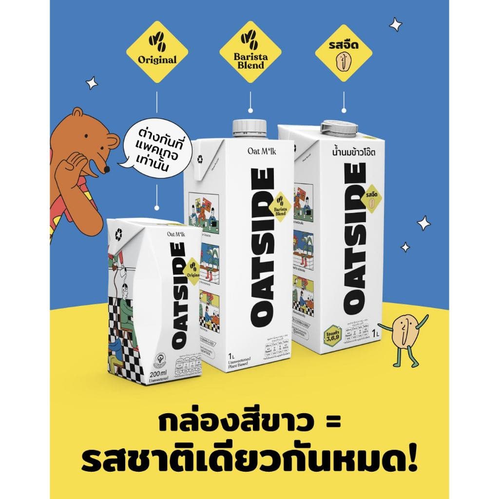 OATSIDE Oat Milk โอ๊ตไซด์ นมข้าวโอ๊ต รสจืด 1ลิตร 1กล่อง**แพ็คเกจใหม่ รูปที่ 3