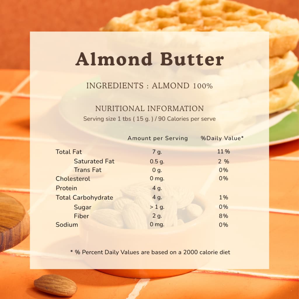 เนยถั่ว Natural Almond Butter อัลมอนด์ 100% ไม่ใส่น้ำตาล น้ำมัน เกลือ 220 g. | Paweenee’s รูปที่ 7