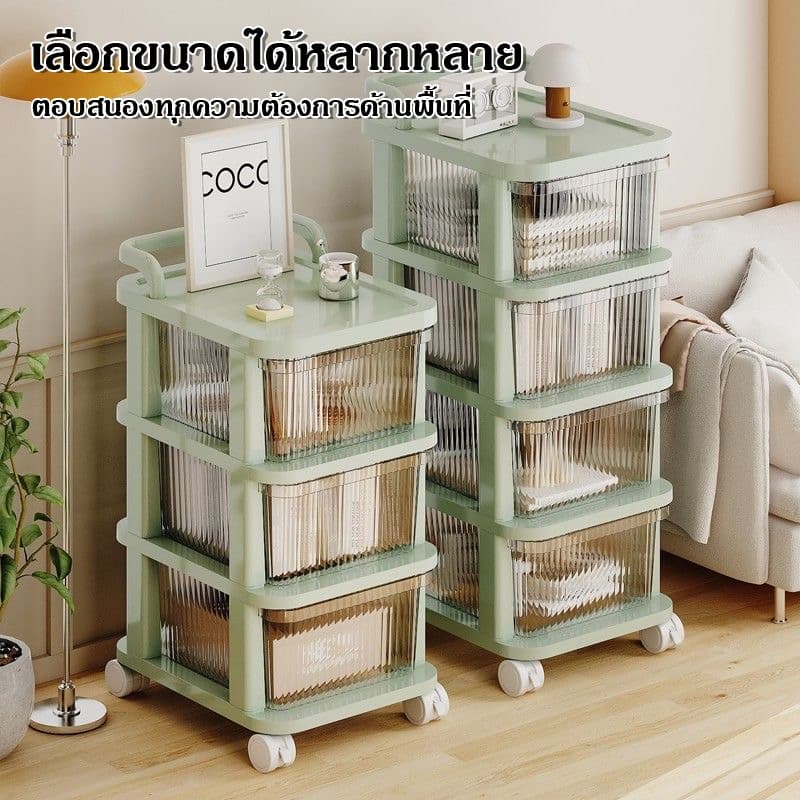 ลิ้นชัก ตู้อเนกประสงค์ มีล้อเลื่อน 2-5ชั้น ที่มือจับแบบพกพา เคลื่อนย้ายสะดวก ตู้เก็บของ รูปที่ 2