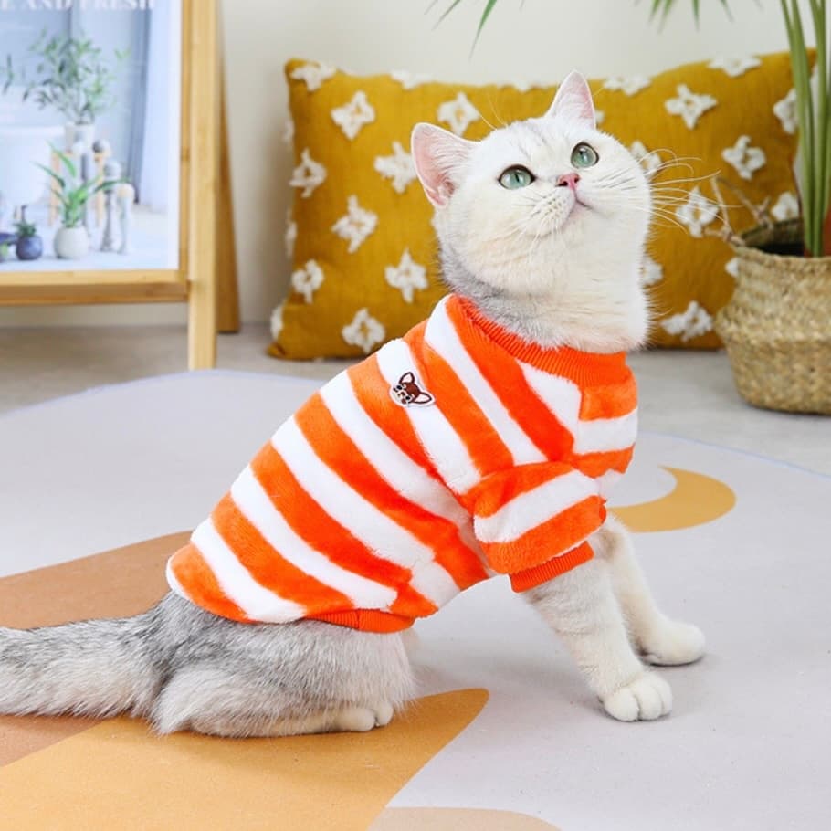 AL-743 เสื้อฟลีซสัตว์เลี้ยง ลายทางสีรุ้ง ปักลายน้องหมาน่ารัก สำหรับน้องหมา-น้องแมว รูปที่ 4
