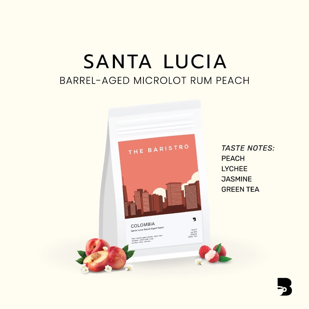 เมล็ดกาแฟ คั่วอ่อน - Colombia Santa Lucia Barrel-Aged Microlot Rum Peach รูปที่ 1