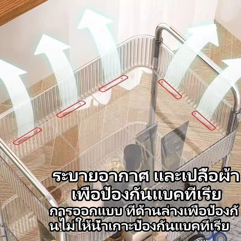 รถเข็นอะคริลิคใส หลายชั้น+360°ล้อ ใช้ได้ทั้งห้องนั่งเล่น/ห้องนอน ส่งด่วน รถเข็นเก็บของ เฟอร์นิเจอร์เค รูปที่ 6