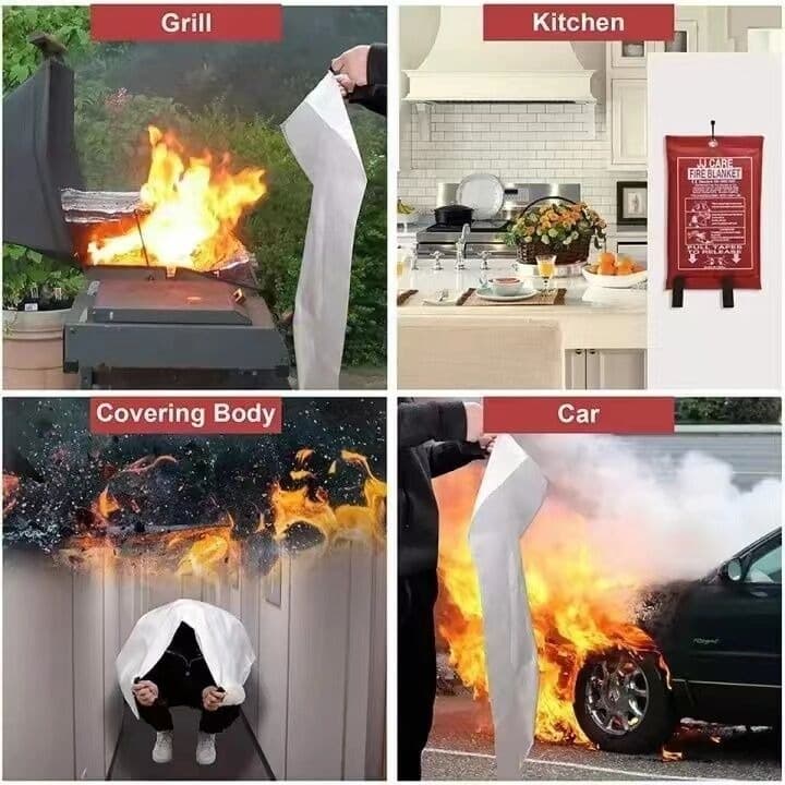 ควรมี! ผืนใหญ่! ผ้าดับไฟ ผ้าห่มกันไฟ Fire Blanket 1.5x1.5 ผ้าห่มหนีไฟ เส้นใยแก้วซิลิก้าพิเศษ คลุมตัวกันไฟ ใช้ในครัว ไปแค รูปที่ 5