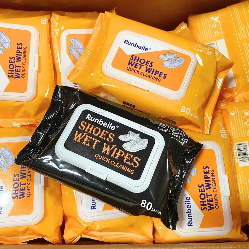 Set 1/3/5 ห่อ แผ่นเช็ดรองเท้า Shoe Wet Wipes แบบใช้แล้วทิ้ง ไม่ต้องล้างน้ำ ไม่ทำลายพื้นผิวรองเท้า ห่อ 80 แผ่น !! รูปที่ 7