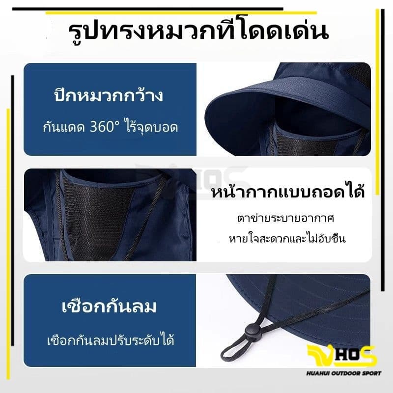 หมวกบังแดด แฟชั่นฤดูใบไม้ผลิ และฤดูร้อน หมวกทําสวน หมวกกันแดด UV ป้องกันรังสียูวี น้ากากสามารถถอดออกได้ รูปที่ 8