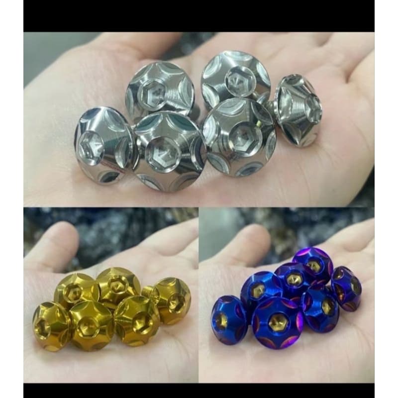 น๊อตฝากันร้อน2+ปลายท่อ3-รุ่น PCX 160-150 สแตนเลส สีทอง-เงิน-ไทเท รูปที่ 5