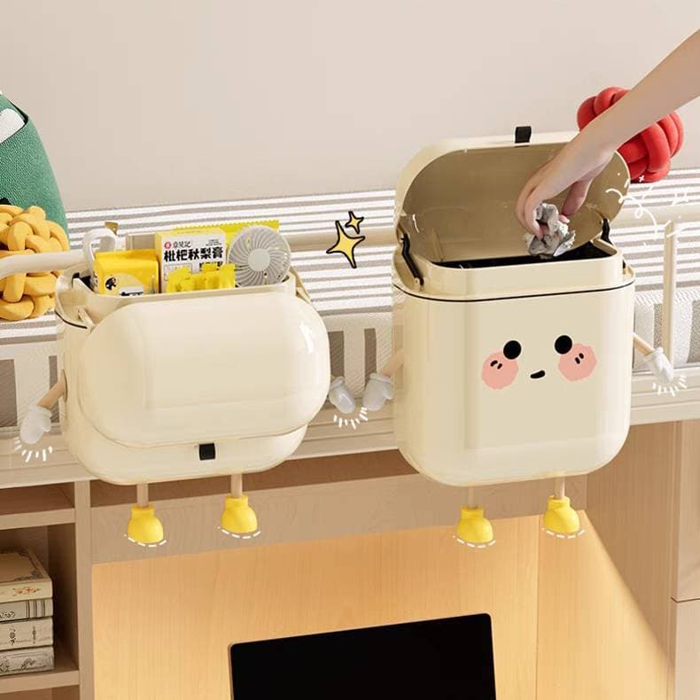 UFORU ถังขยะแขวน ถังขยะแบบติดผนัง กันน้ำมีฝาปิด พร้อมตกแต่งการ์ตูน DIY สไตล์มินิมอล น่ารักสุดๆ กล่องใส่ของอเนกประสงค์ รูปที่ 2