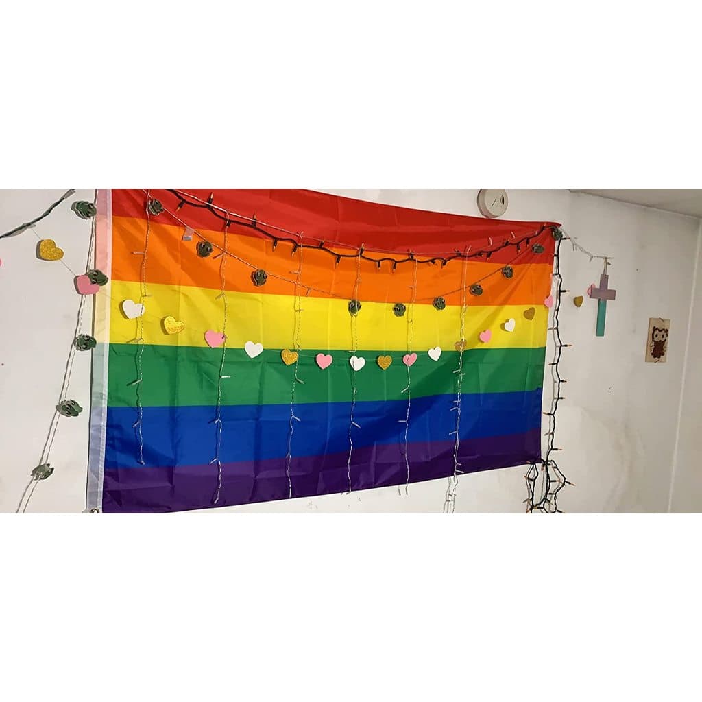 ราคาต่อ 10 ชิ้น ธงสีรุ้ง ธงสายรุ้ง ธง‍ LGBT ขนาด 90x150cm ธงความเท่าเทียม ธงหลากสี มองเห็นสองด้าน รูปที่ 4