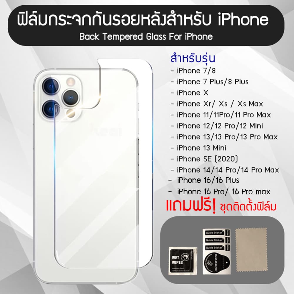 BACK ฟิล์มหลัง ฟิล์มกระจกหลัง iPhone 7+/8+/X/XR/XS/XS Max/11/11Pro/11ProMax/12/12Mini/12Pro/13/13Mini/13Pro/13ProMax/17 รูปที่ 1
