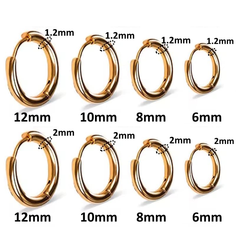ต่างหูแบบห่วง สแตนเลสแท้ ไม่คัน เหมาะสำหรับช้เป็นBody Piercing Stainless Steel Hoop Earrings Surgical Hypoallergenic 1pc รูปที่ 5