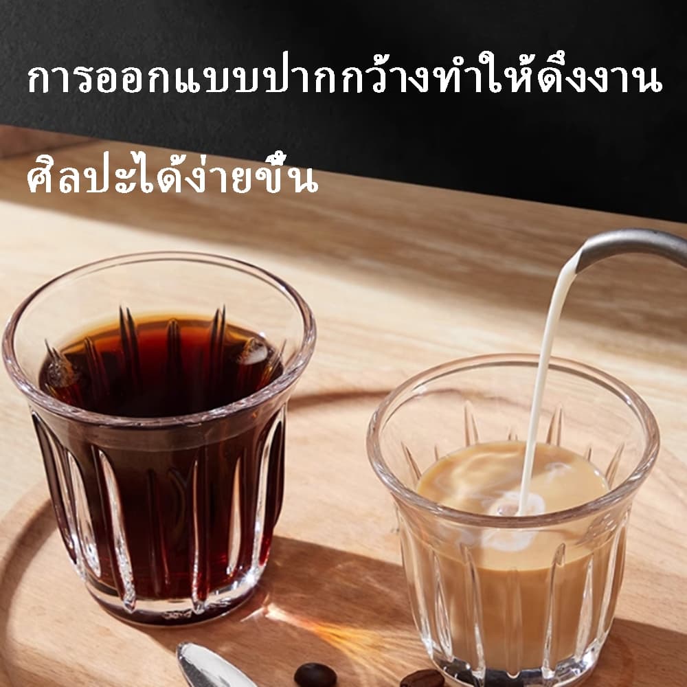 พร้อมจัดส่ง｜ ถ้วยกาแฟ อิตาเลี่ยนเอสเปรสโซสกัดแก้วลาเต้ถ้วยออสเตรเลียสีขาวอารมณ์ทนความร้อนถ้วยแก้ว glass รูปที่ 3