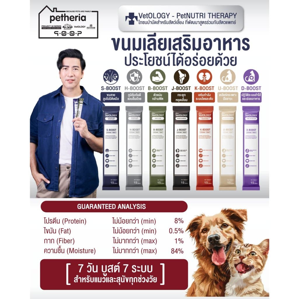 Petheria VetOLOGY Creamy Treat เพ็ทเทอเรีย ครีมมี่ ทรีต ขนมแมวเลีย สำหรับสุนัขและแมว ขนาด 15g รูปที่ 2