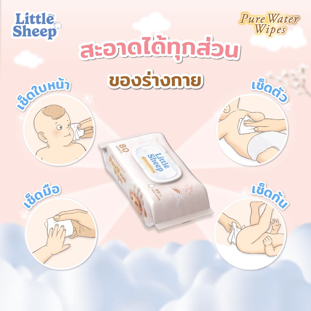 Little Sheep ทิชชู่เปียก สูตรน้ำบริสุทธิ์ 99% สำหรับเด็กทารก รูปที่ 6