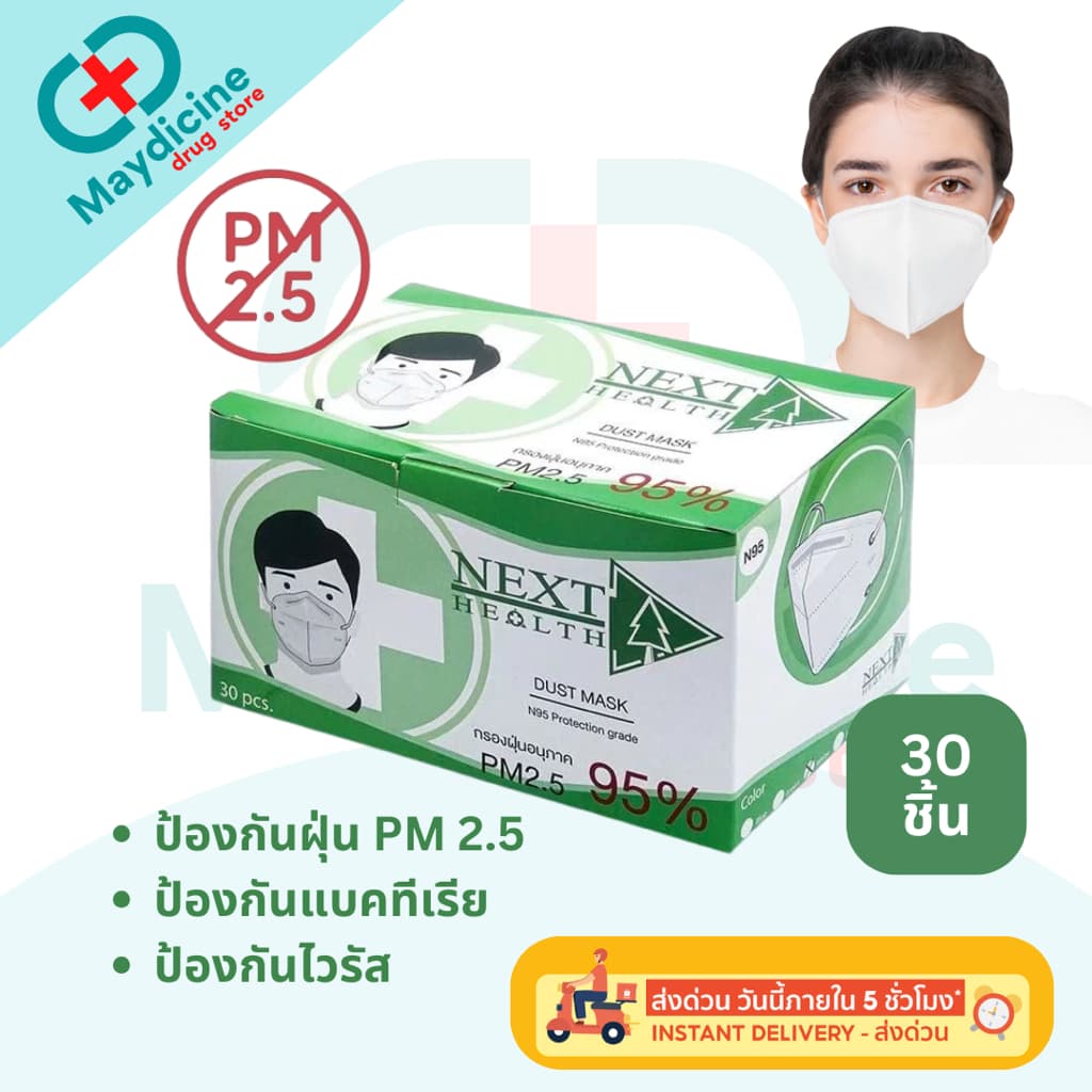 หน้ากากอนามัย N95 4 ชั้น ป้องกันฝุ่น PM 2.5 97% แมส N95 เกรดทางการแพทย์ TLM NEXT HEALTH Mask กล่องละ 30 ชิ้น รูปที่ 1