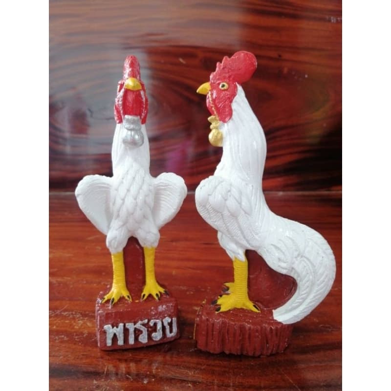 ไก่แก้บนไหว้ไอ้ไข่วางศาลบูชา22ซม.1คู่สีสวย รูปที่ 5