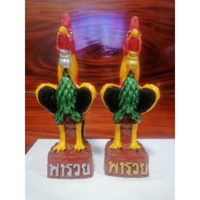 ไก่แก้บนไหว้ไอ้ไข่วางศาลบูชา22ซม.1คู่สีสวย รูปที่ 8