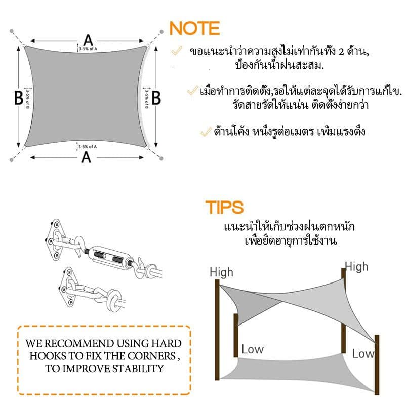 ตาข่ายบังแดด 90% ผ้าใบตาข่าย ผ้าสแลนกันแดด ที่บังแดด กันสาดบ้าน ผ้ากรองแสง เต็นท์รถ สีเทา รูปที่ 8