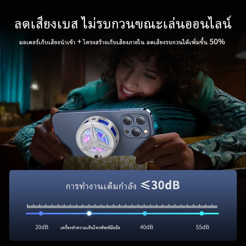 หม้อน้ำโทรศัพท์มือถือ SR02Pro ใหม่ 2025, คราบเซมิคอนดักเตอร์, คลิปหลังแม่เหล็ก, การออกแบบ 2-in-1 ชุดน้ำมือถือ พัดลม เกม รูปที่ 8