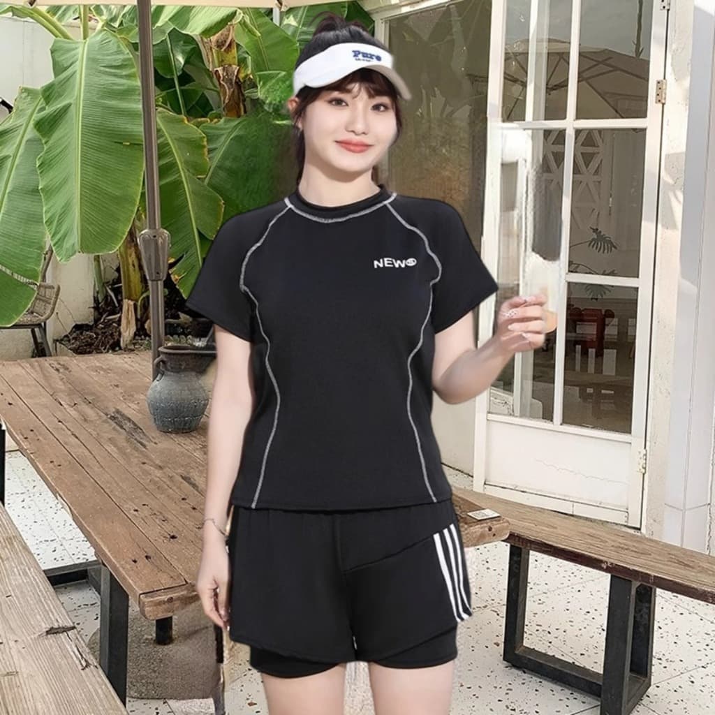 ขายดีชุดว่ายน้ําผู้หญิง 50-80kg ชุดว่ายน้ําสาวอวบ ทูพีช ผ้าแห้งเร็ว เป็นยางยืด น่ารัก สาวอวบ ชุดว่ายน้ํา รูปที่ 2