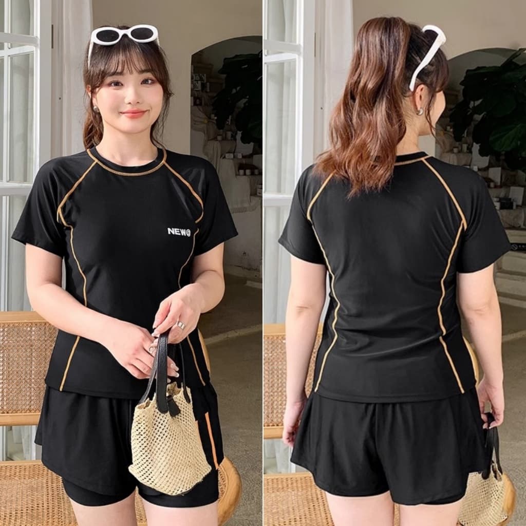 ขายดีชุดว่ายน้ําผู้หญิง 50-80kg ชุดว่ายน้ําสาวอวบ ทูพีช ผ้าแห้งเร็ว เป็นยางยืด น่ารัก สาวอวบ ชุดว่ายน้ํา รูปที่ 9
