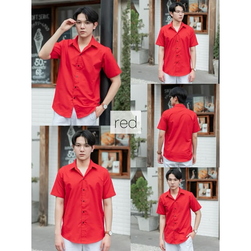 เสื้อเชิ้ตแขนสั้นชาย เชิ้ตคอปก ผ้าOXFORD หลากสี Sz.40-48 รูปที่ 6