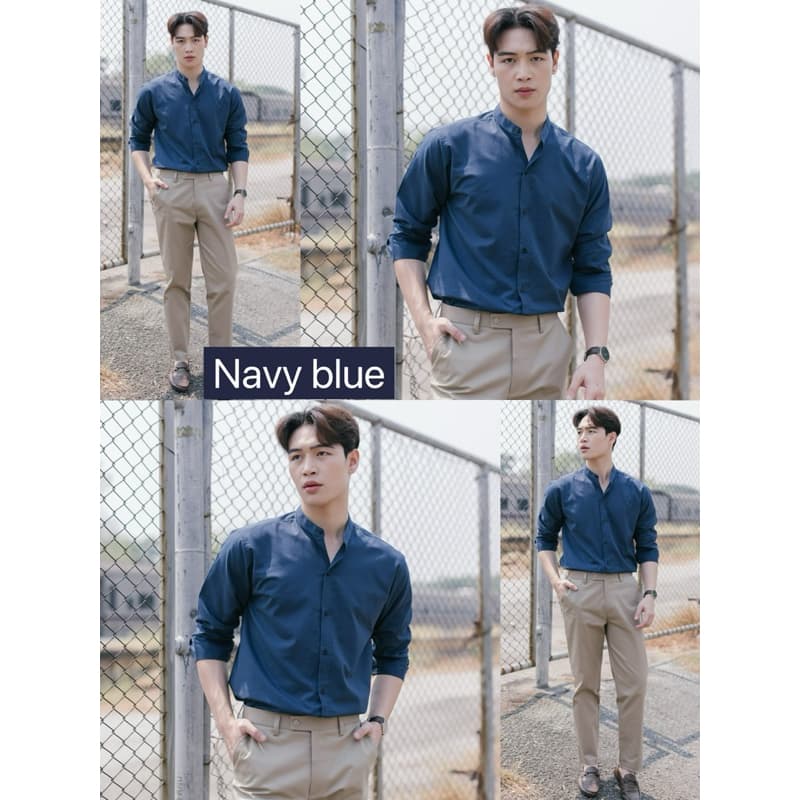 เสื้อเชิ้ตแขนยาวคอจีน เชิ้ตคอจีน ผ้าOXFORD หลากสี คอจีนแขนยาว รูปที่ 4