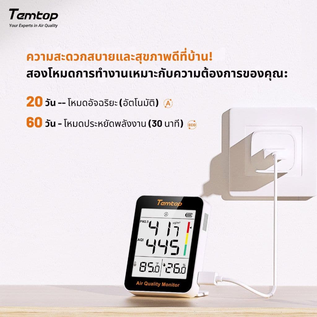 Temtop S1 เครื่องวัดคุณภาพอากาศในอาคาร รูปที่ 2