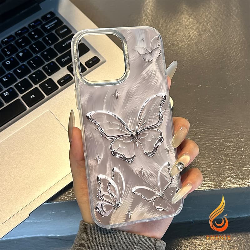 เคสไอโฟน 11 13 เคส Feather Laser Bow Case For iPhone 11 12 13 14 15 Pro X XR XS MAX 7 8 Plus 17 เคสโทรศัพท์ เคสไอโฟนสวยๆ รูปที่ 2