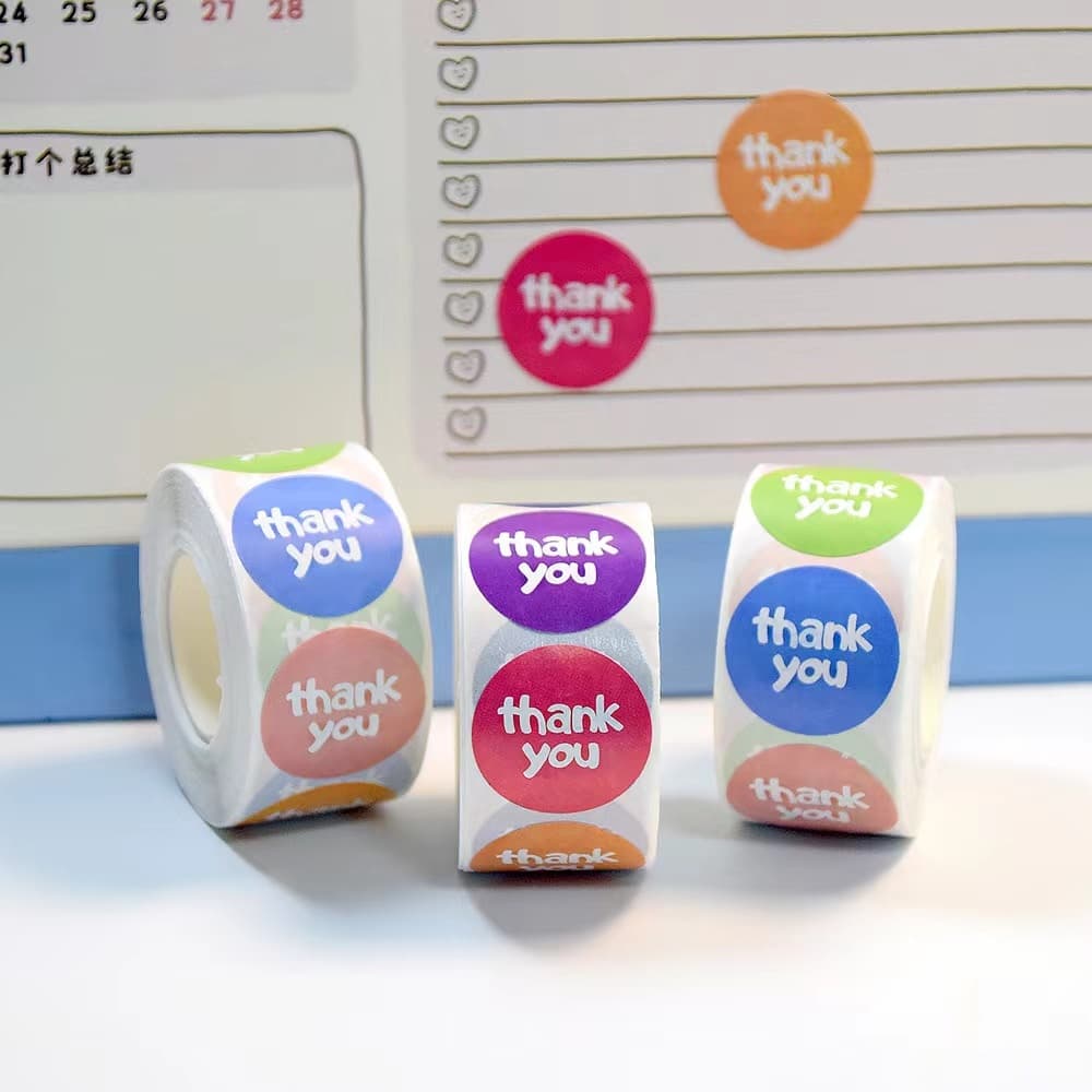 สติ๊กเกอร์ขอบคุณ ขนาด2.5ซม.500ดวง ติดกล่อง ติดแก้วน้ำ sticker thankyou C881 รูปที่ 4