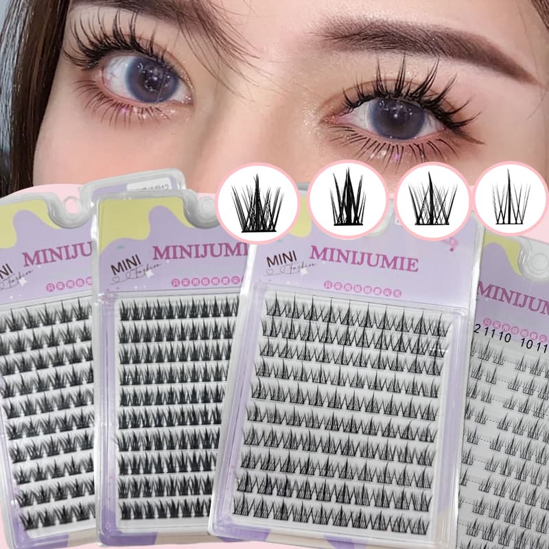 จัดส่งจากไทยกาวฟรี + แหนบ ขนตาปลอมขนมิงค์ minijumie หูข้าวสาลี ก้านหนา มัดเดียวขนตาปลอมปริมาณมาก รูปที่ 5