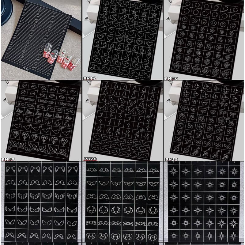 ,Hสติกเกอร์ลายฉลุ #เซต2 รหัสYT สไตล์ฝรั่งเศส สำหรับตกแต่งเล็บ มีให้เลือกมากกว่า 100แบบ สั่งซื้อขั้นต่ำ 3แผ่นขึ้นไป รูปที่ 6