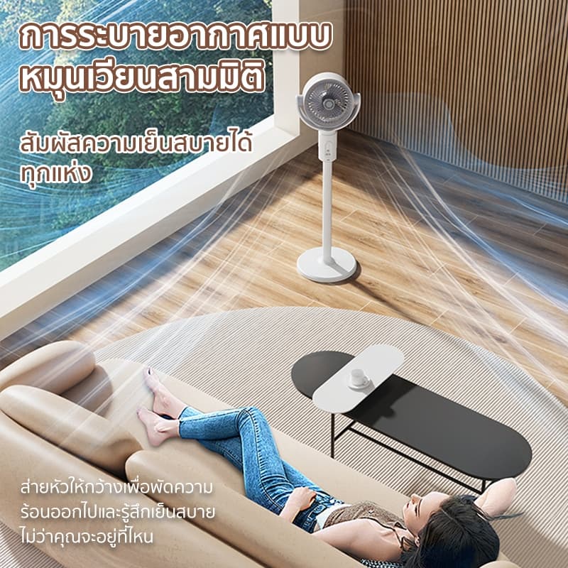 พัดลมตั้งพื้น 3 in 1 พัดลมปรับระดับได้ พัดลมตั้งโต๊ะ-ตั้งพื้น-ตั้งพื้นสูง ลมแรง เงียบ ประหยัดไฟ ใช้งานอเนกประสงค์ รูปที่ 3