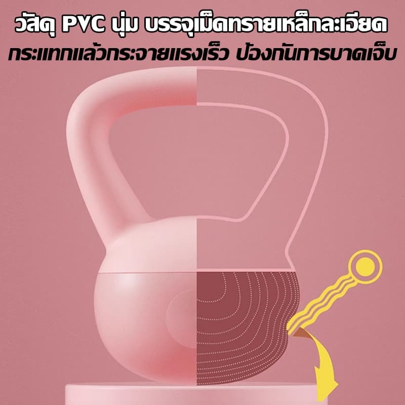 ส่งจากกรุงเทพ เคตเทิลเบล เคตเทิลเบลล์แบบนุ่ม เคตเทิลเบลล์ Kettlebell 4kg/5kg/6kg วัสดุพีวีซีนุ่ม ยกน้ำหนักเคตเทิลเบล รูปที่ 5