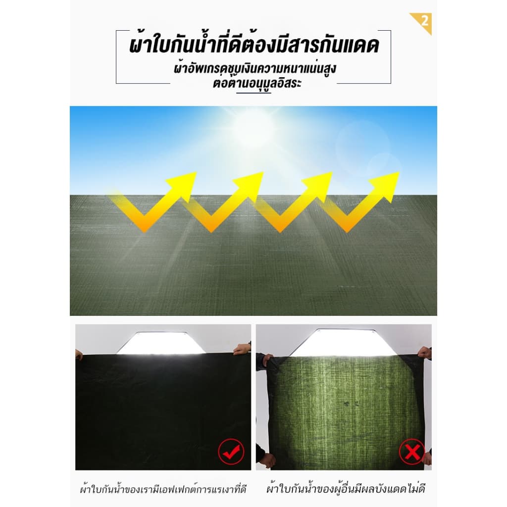 ผ้าใบกันฝน ผ้าใบกันแดดกันฝน อย่างดี วัสดุ PE ผ้าใบกันแดดฝน ผ้าใบกันแดด ผ้ากันฝน อเนกประสงค์ ขนาด 2x2 3x4 เมตร รูปที่ 5