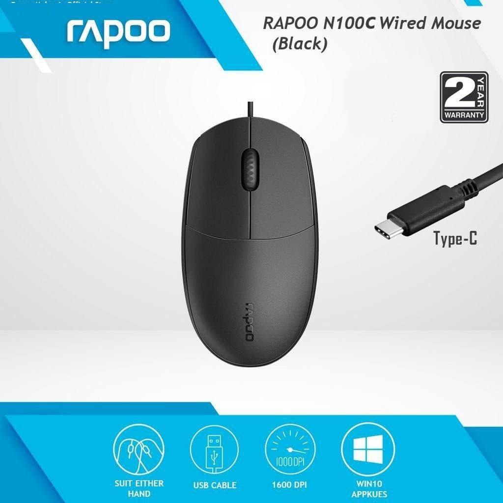 MOUSE RAPOO WIRED OPTICAL TYPE-C PORT ต่อแบบ USB Type C รูปทรงที่กระชับมือ รูปที่ 1