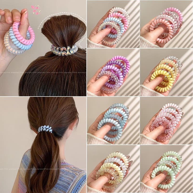 4pcs ยางรัดผม โดปามีน เครื่องประดับผม สําหรับผู้หญิง ยืดหยุ่นได้ดีมาก เชือกมัดผมหางม้า แฟชั่นเรียบง่าย G3260 รูปที่ 2