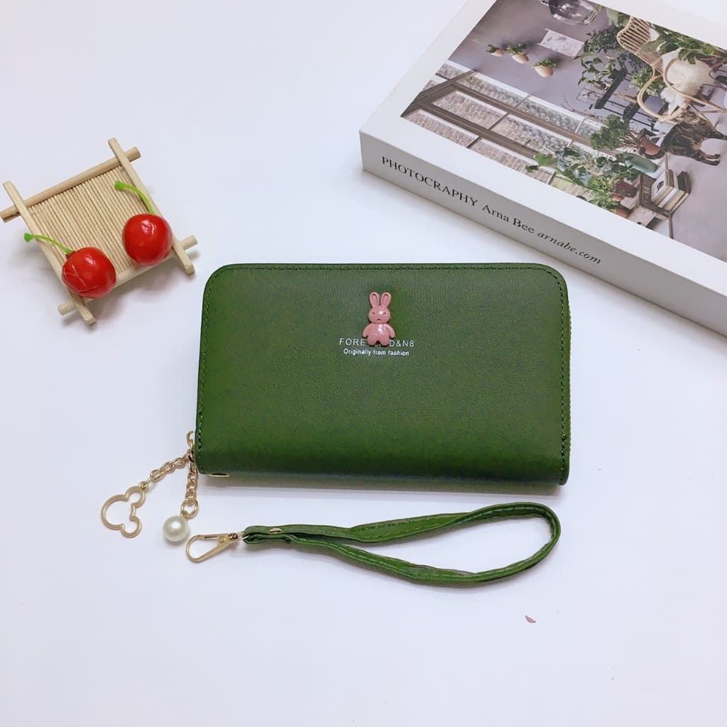 DN005#กระเป๋าสตางค์ใบกลางมีช่วงใส่บัตรงทั้งหมด4ช่อง วัดสุด:หนังPU รุ่นใหม่มีสายคล้องมือทุกใบค่ะ รูปที่ 2